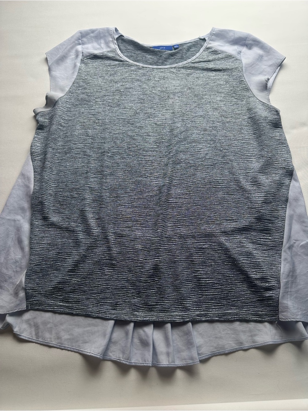 Light Blue & Heather Gray/silver Womens Short Sleeve Top by Apt 9